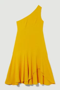 Budget 🔥 Karen Millen Petite One Shoulder Soft Tailored High Low 👗 Dress 👏 -Dresses Sales Store bkk09861 marigold xl 3