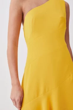 Budget 🔥 Karen Millen Petite One Shoulder Soft Tailored High Low 👗 Dress 👏 -Dresses Sales Store bkk09861 marigold xl 4