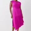 Best Pirce ⌛ Karen Millen Plus Size Soft Tailored Key Hole Cap Sleeve High Low 👗 Dress 😉 -Dresses Sales Store bkk10051 purple xl
