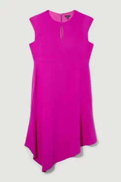 Best Pirce ⌛ Karen Millen Plus Size Soft Tailored Key Hole Cap Sleeve High Low 👗 Dress 😉 -Dresses Sales Store bkk10051 purple xl 3