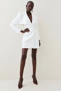 Best Pirce 😍 Karen Millen Compact Stretch Two Piece Tailored Mini 👗 Dress ✔️ -Dresses Sales Store womens aqua compact stretch two piece tailored mini dress