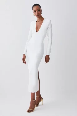 Top 10 ❤️ Karen Millen Bandage Form Fitting Deep V-neck Midaxi 👗 Dress 🛒 -Dresses Sales Store womens black bandage form fitting deep v neck midaxi dress