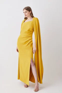 Cheap 🎉 Karen Millen Compact Viscose Cape Maxi 👗 Dress 😍 -Dresses Sales Store womens black compact viscose cape maxi dress