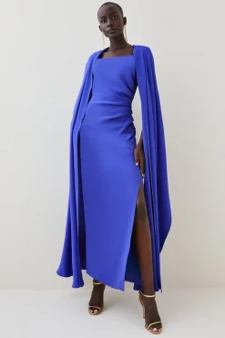 Cheap 🎉 Karen Millen Compact Viscose Cape Maxi 👗 Dress 😍 -Dresses Sales Store womens black compact viscose cape maxi dress 1 2