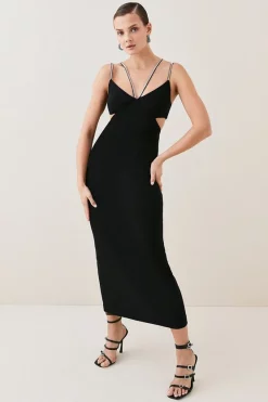 Coupon 🧨 Karen Millen Figure Form Crystal Embellished Midi 👗 Dress 🌟 -Dresses Sales Store womens black figure form crystal embellished midi dress 1