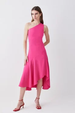 Outlet 🎉 Karen Millen One Shoulder Soft Tailored High Low Midi 👗 Dress 😍 -Dresses Sales Store womens black one shoulder soft tailored high low midi dress