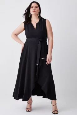Best reviews of 😉 Karen Millen Plus Size Compact Stretch Viscose Waterfall Midi 👗 Dress ✔️ -Dresses Sales Store womens black plus size compact stretch viscose waterfall midi dress