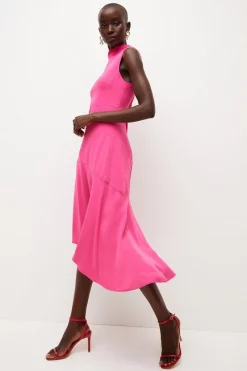 Deals 👍 Karen Millen Soft Tailored High Low Midi 👗 Dress 🌟 -Dresses Sales Store womens black soft tailored high low midi dress 3