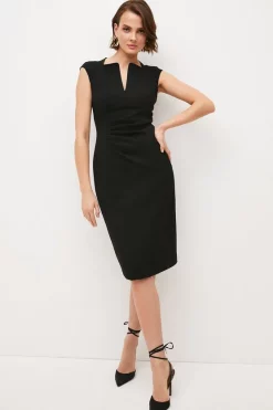 Buy 🎉 Karen Millen Structured Crepe Envelope Neck Pencil Midi 👗 Dress ❤️ -Dresses Sales Store womens black structured crepe envelope neck pencil midi dress 4