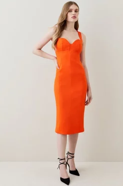 Brand new 🔥 Karen Millen Italian Jersey Contour Column Midi 👗 Dress 🌟 -Dresses Sales Store womens blue italian jersey contour column midi dress