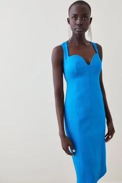 Brand new 🔥 Karen Millen Italian Jersey Contour Column Midi 👗 Dress 🌟 -Dresses Sales Store womens blue italian jersey contour column midi dress 1 1