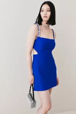 Coupon 👏 Karen Millen Figure Form Crystal Embellished Mini 👗 Dress 😀 -Dresses Sales Store womens cobalt figure form crystal embellished mini dress 1