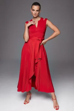 Deals 🤩 Karen Millen Soft Tailored Waterfall Maxi 👗 Dress 💯 -Dresses Sales Store womens coral soft tailored waterfall maxi dress 3