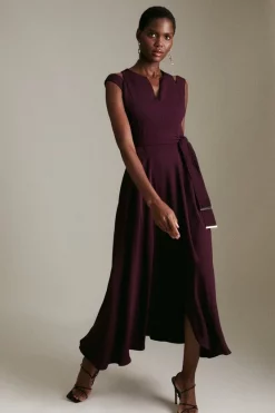 Deals 🤩 Karen Millen Soft Tailored Waterfall Maxi 👗 Dress 💯 -Dresses Sales Store womens coral soft tailored waterfall maxi dress 5