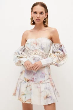 Brand new 🔔 Karen Millen Lydia Millen Petite Guipure Lace Insert Mini 👗 Dress 😀 -Dresses Sales Store womens floral lydia millen petite guipure lace insert mini dress