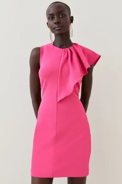 Deals 😉 Karen Millen Asymmetric Waterfall Jersey Mini 👗 Dress ❤️ -Dresses Sales Store womens fuchsia asymmetric waterfall jersey mini dress