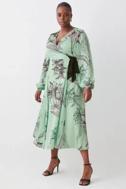 Outlet β Karen Millen Plus Size Floral π¨ Hammered Satin Woven Wrap Midi π Dress π€© 13 Outlet β Karen Millen Plus Size Floral π¨ Hammered Satin Woven Wrap Midi π Dress π€© -Dresses Sales Store womens green plus size floral hammered satin woven wrap midi dress