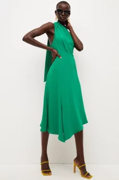 Best Pirce 🎉 Karen Millen Soft Tailored Sleeveless Midi 👗 Dress 🔥 -Dresses Sales Store womens green soft tailored sleeveless midi dress 3