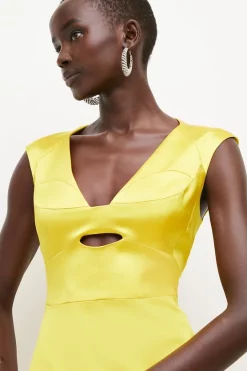 Outlet 😍 Karen Millen Italian Satin Structured Pencil Midi 👗 Dress 🛒 -Dresses Sales Store womens lime italian satin structured pencil midi dress 2