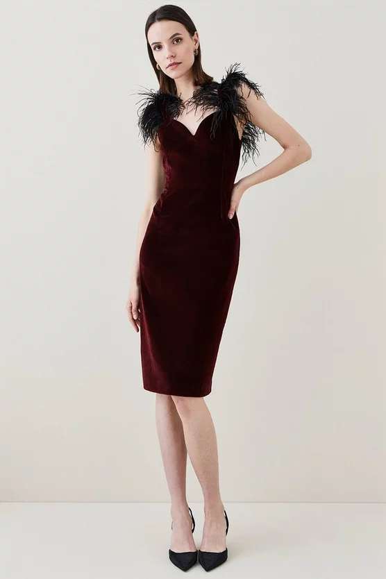 Flash Sale π Karen Millen Velvet Feather Strap Midi π Dress β€οΈ 7 Flash Sale π Karen Millen Velvet Feather Strap Midi π Dress β€οΈ - Image 6