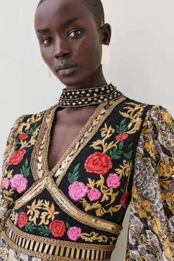 Budget 🧨 Karen Millen Baroque Embroidered And Bead Woven Mini 👗 Dress 😀 -Dresses Sales Store womens multi baroque embroidered and bead woven mini dress