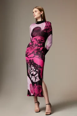 Promo ✔️ Karen Millen British Museum Slinky Knit Star Mapped Jacquard Midaxi 👗 Dress 🧨 -Dresses Sales Store womens multi british museum slinky knit star mapped jacquard midaxi dress