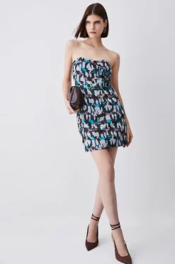 Wholesale ⭐ Karen Millen Marble Jacquard Bustier Mini 👗 Dress 🧨 -Dresses Sales Store womens multi marble jacquard bustier mini dress