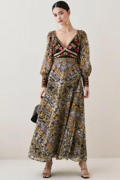Best Sale ⭐ Karen Millen Petite Baroque Embroidered & Bead Midi 👗 Dress 😀 -Dresses Sales Store womens multi petite baroque embroidered bead midi dress