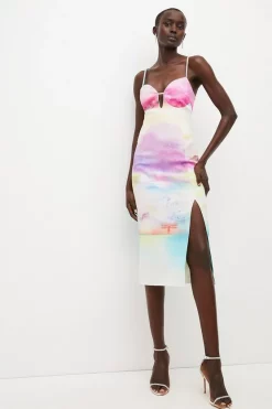 Best Sale 🎉 Karen Millen Photographic Ombre Diamante Trim Midi 👗 Dress 🔥 -Dresses Sales Store womens multi photographic ombre diamante trim midi dress