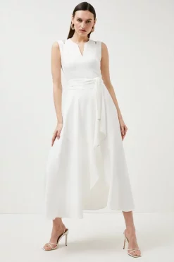 Brand new 🛒 Karen Millen Compact Stretch Viscose Waterfall Midaxi 👗 Dress 😍 -Dresses Sales Store womens mustard compact stretch viscose waterfall midaxi dress