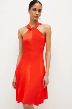 Outlet 🎁 Karen Millen Satin Back Crepe Eyelet Short Mini 👗 Dress 🎉 12 Outlet 🎁 Karen Millen Satin Back Crepe Eyelet Short Mini 👗 Dress 🎉 -Dresses Sales Store womens red satin back crepe eyelet short mini dress