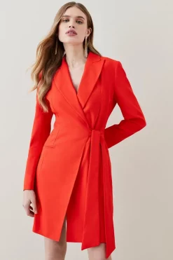 Best reviews of ⭐ Karen Millen Satin Tux Tie Side Mini 👗 Dress 🔔 -Dresses Sales Store womens red satin tux tie side mini dress 1