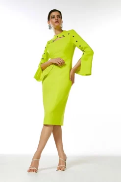 Brand new ⭐ Karen Millen Stud Detail Split Sleeve Pencil Midi 👗 Dress 🧨 -Dresses Sales Store womens red stud detail split sleeve pencil midi dress 5