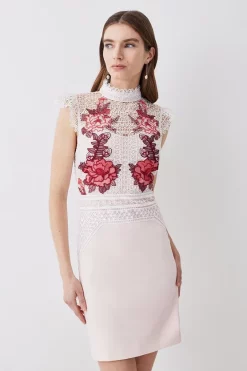 Best reviews of ⭐ Karen Millen Rose Guipure Lace Mini 👗 Dress 😉 -Dresses Sales Store womens rose rose guipure lace mini dress